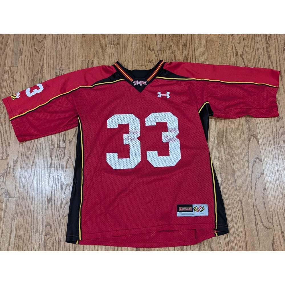 Maryland Terrapins Vintage Red Under Armour Terps Football Jersey Men's Large